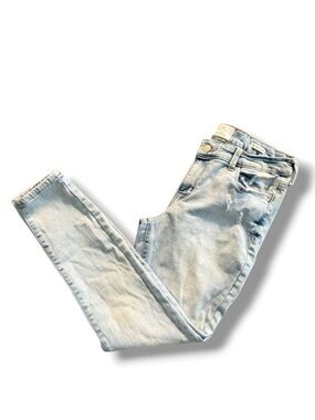 True Craft Light Blue Mid Rise Skinny Distressed Jeans